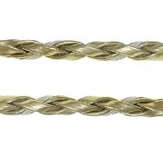 Flettet imiteret lædersnor. 3 mm. Guld